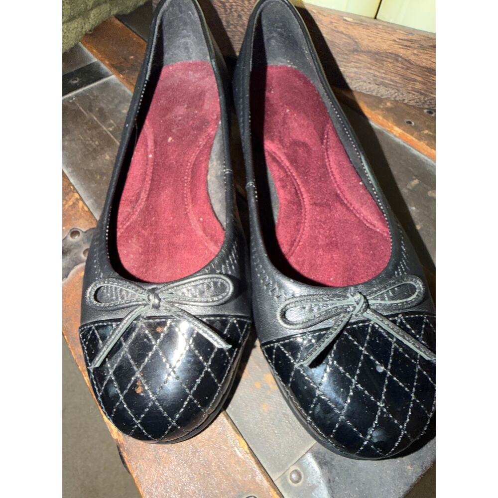 Aerosoles Black Ballet Flat Women's Size 8W Slip on Comfort Shoe Leather Office - Picture 7 of 7